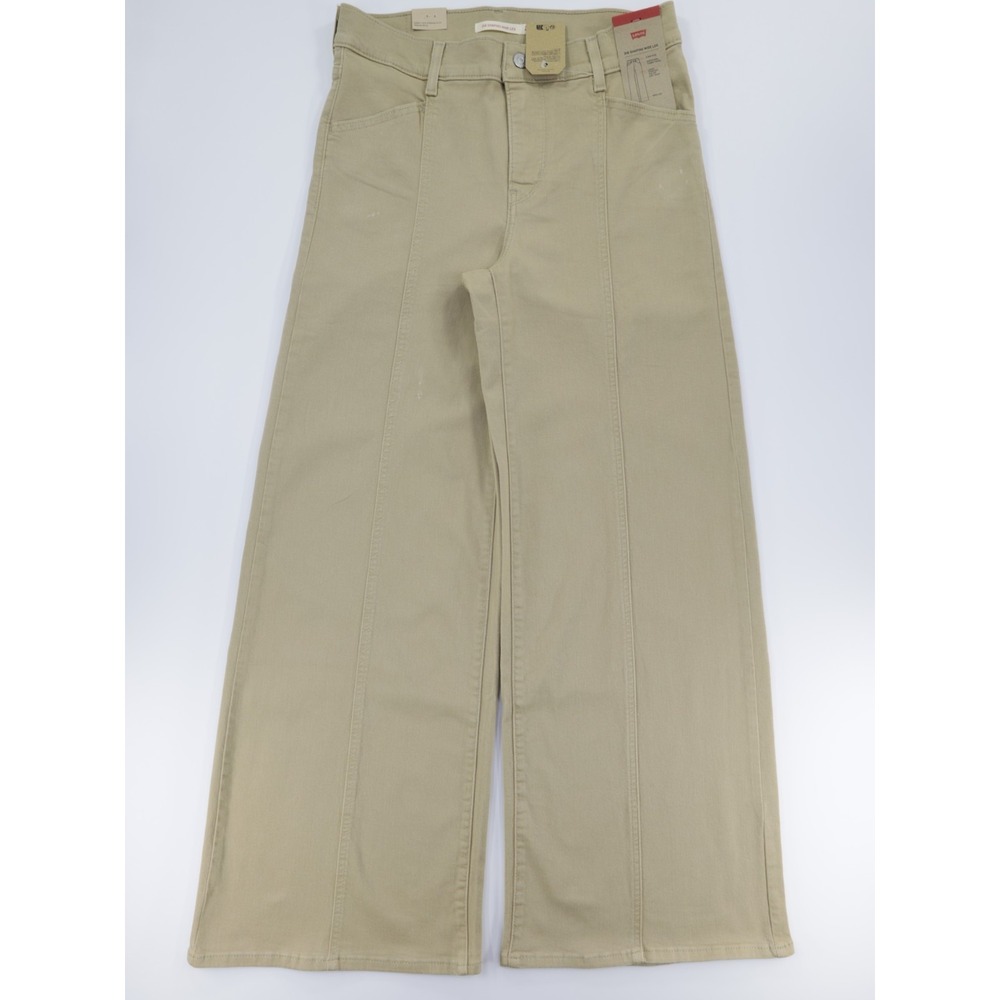 Levi's 318 Women's Relaxed Fit Stretch Twill Seamed Wide Leg Jeans Beige 30X30